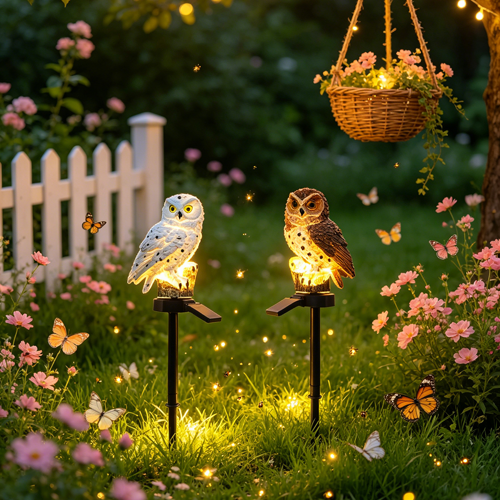 Owl Solar Light, Resin Owl Gro - Smart Garden Light Camera のレビューと価格
