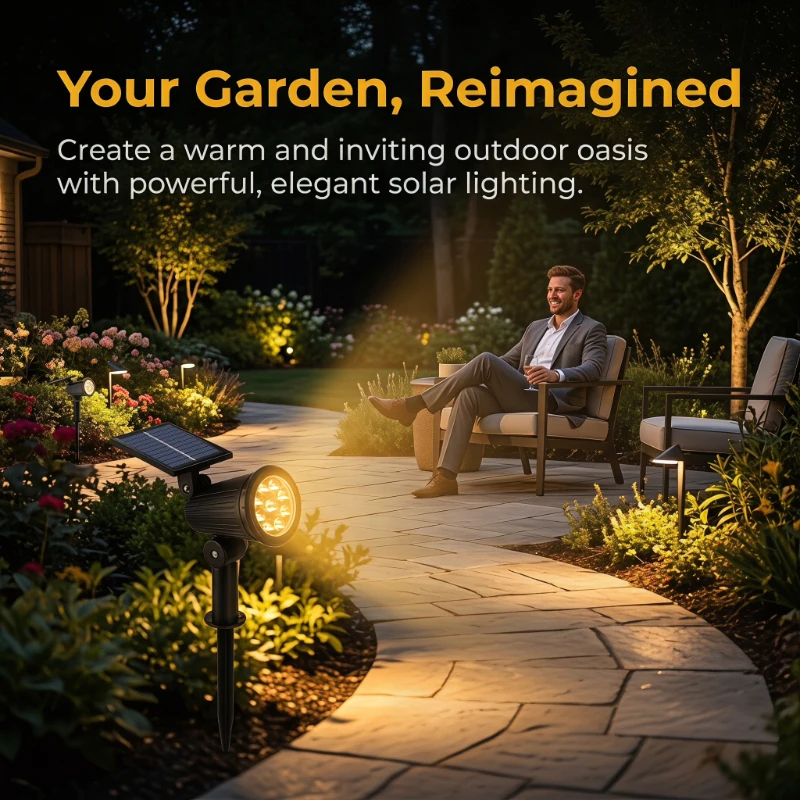 2PCS Solar Powered LED Spotlig - Smart Garden Light Camera のレビューと価格