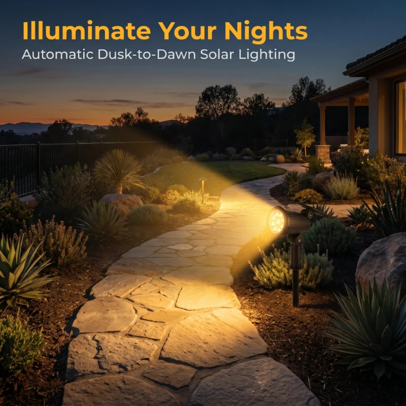 2PCS Solar Powered LED Spotlig - Smart Garden Light Camera のレビューと価格