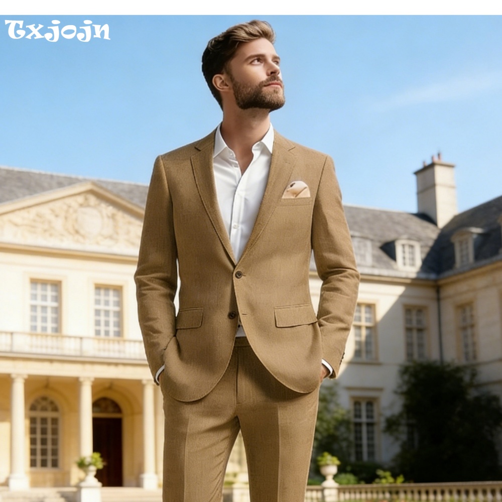 Mens Linen Suit 2Piece Peak La - Smart Garden Offices のレビューと価格