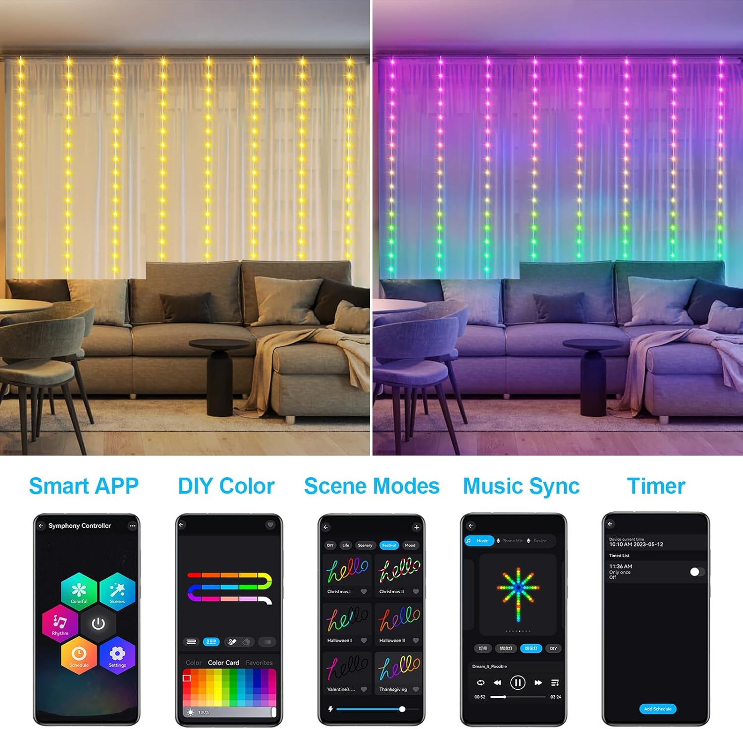 Smart Curtain Lights RGB 5050  - Smart Garden Is のレビューと価格