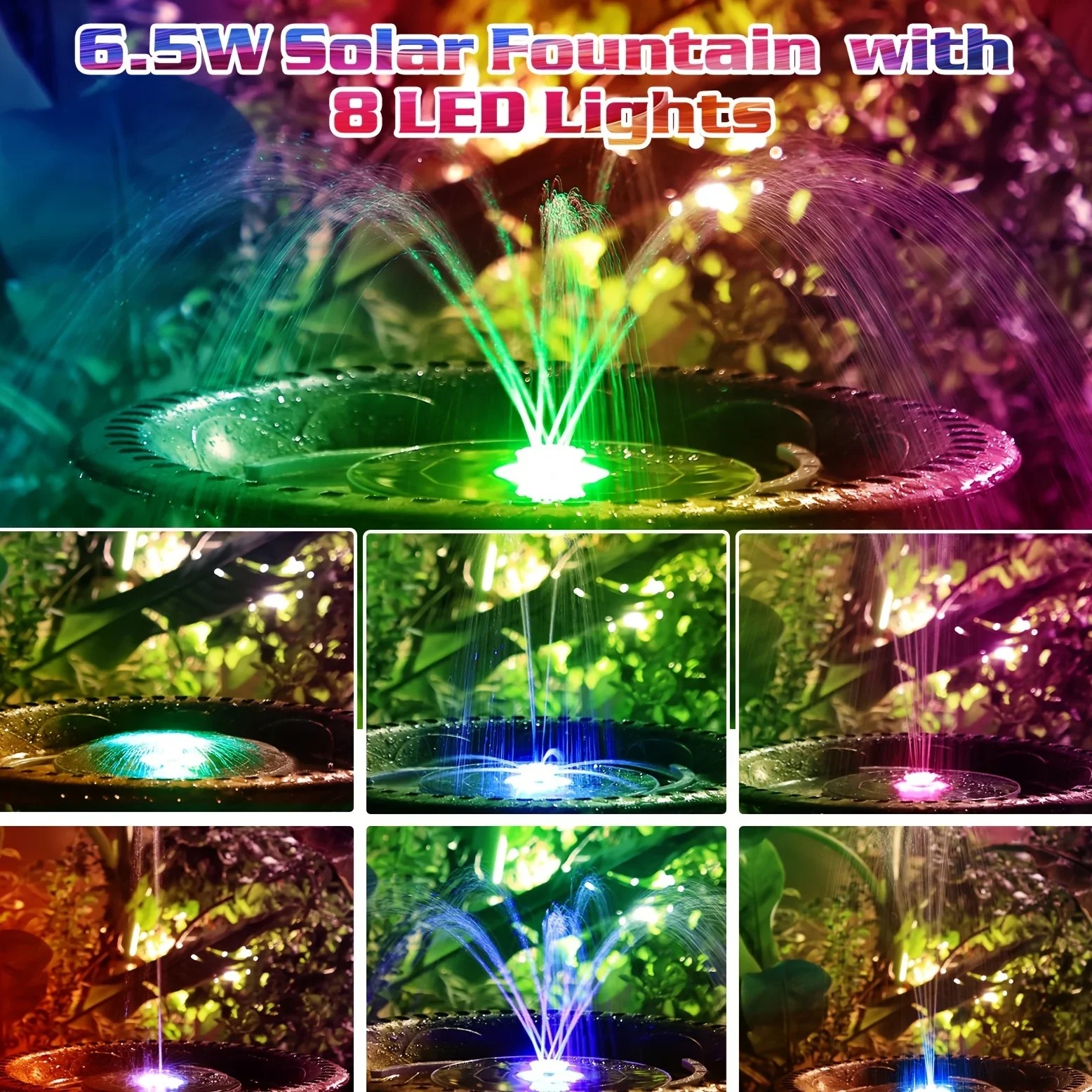 6.5W LED Solar Fountain Pump w - Smart Garden Light Camera のレビューと価格
